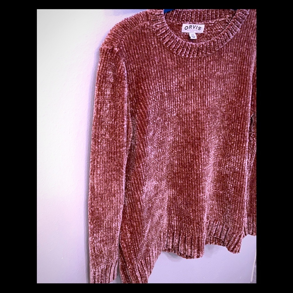 Orvis Jewel Tone Rose Dusty Pink/Silver Color Shift Chenille Soft Relaxed Fit Lg - Picture 5 of 10